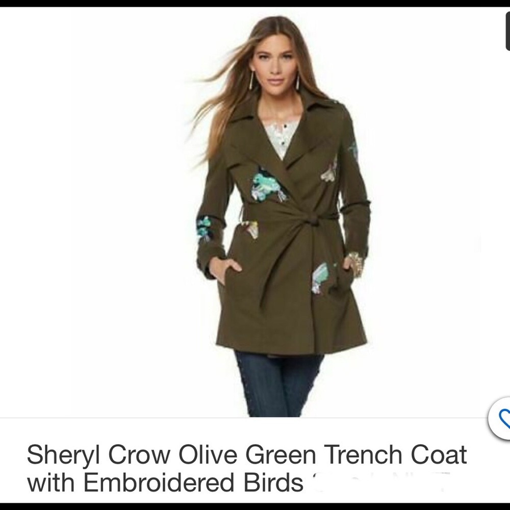 Women’s Jacket.  Army Green with bird applicates